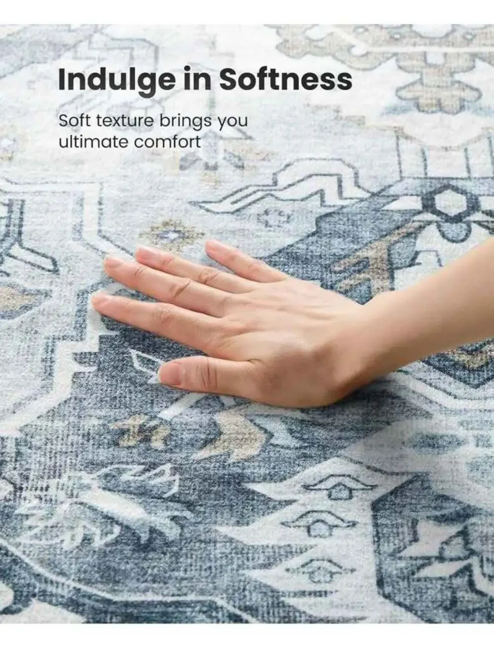 8x10 Area Rug, Washable Low-Profile Large Area Rug with NonSlip